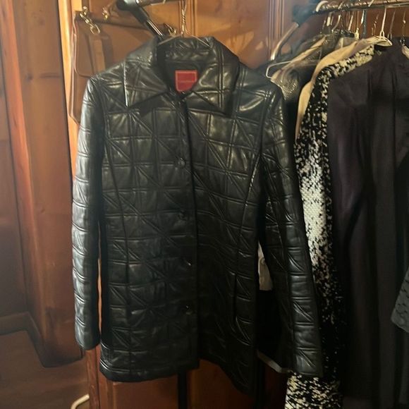 Cole Haan black leather jacket - Picture 1 of 8